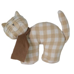 [S-V1870670000] Fermaporta Tessuto Gatto Quadretti Crema 30x6h26