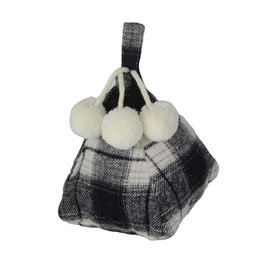 [S-V1870940000] Fermaporta in tessuto a piramide quadretti nero 14x14x23 cm