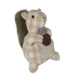 [S-V1870680000] Fermaporta Tessuto Scoiattolo Quadretti Crema 20x17x25 cm