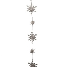 [S-V6109470000] Festone con fiocchi di neve glitter bianco 12x156x3,5 cm
