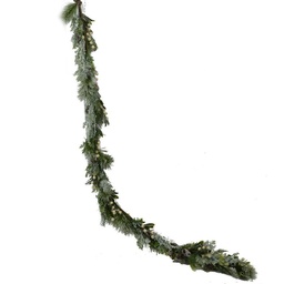 [S-V6109240000] Festone con pigne e bacche bianco brinato 34x165 cm