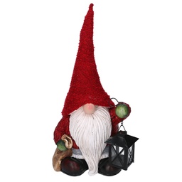 [S-V6159910000] Gnomo resina con lanterna rosso 23,5x17h50 cm