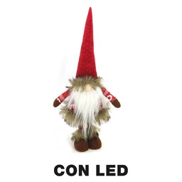 [S-V6193440000] Gnomo tessuto con led rosso 15x11x45 cm