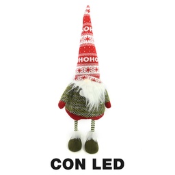 [S-V6193290000] Gnomo in tessuto con led rosso 18x15x55 cm