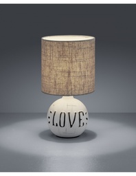 [S-TRIOR50661025] Lampada Da Tavolo Esna Ceramica "LOVE" E Paralume Cappuccino Ø16 cm Trio Lighting