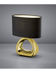 [S-TRIOR50841079] Lampada da Tavolo Gizeh Ceramica Oro e Tessuto Nero L24 cm