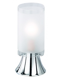 [S-TRIOR50041001] Lampada Da Tavolo Moderna Cromo E Vetro Bianco Tube Ø7 cm Trio Lighting