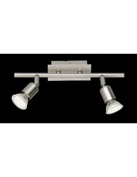 [S-TRIOR82942107] Lampada Soffitto 2 Faretti Spot GU10 Orientabili Nimes Nichel Trio Lighting