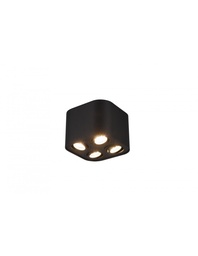 [S-TRIO612900432] Lampada Soffitto 4 Spot Orientabili Nero Opaco