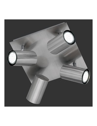 [S-TRIO802430407] Lampada Soffitto Quadrata 4 Faretti Orientabili Nichel
