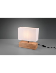 [S-TRIOR50181030] Lampada da Tavolo Rettangolare in Legno Naturale con Paralume Bianco