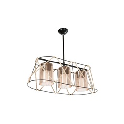 [S-FZ95882] Lampada a sospensione Gezegen ASZ0986 3 luci metallo nero e corda