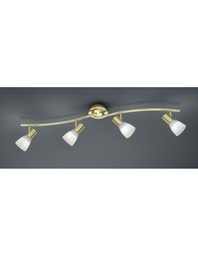 [S-TRIO871010408] Lampada da Soffitto Orientabile 4 Spot E14 in Ottone Satinato