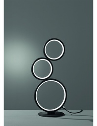 [S-TRIO522610332] Lampada da Tavolo a 3 Cerchi LED Nero H45 cm