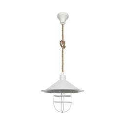 [S-FZ97660] Lampada da soffitto Bulut ASZ0631 metallo bianco e corda iuta