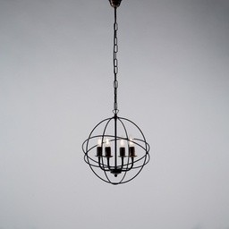 [S-BL190-4-NO] Lampadario a sospensione in ferro Nero Oro quattro luci 39x h42 cm