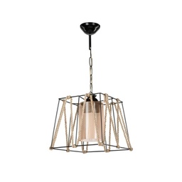 [S-FZ95883] Lampadario a sospensione in metallo Nero e Corda 25x h55 cm