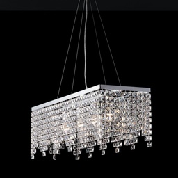 [S-BL31-4-CR] Lampadario chic e ferro Cromato quattro luci strass quadrati 71x30x h28 cm