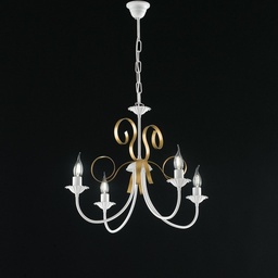 [S-BL139-4-BO] Lampadario classico ferro Bianco shabby Oro quattro luci 61x h47 cm