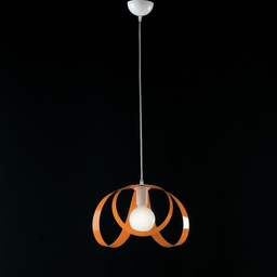 [S-BL129-1-BAR] Lampadario cucina sospensione in ferro Bianco Arancio una luce 32x h24 cm