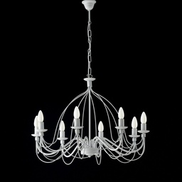 [S-BL105-8-BCO] Lampadario in ferro Bianco shabby otto luci  75x h49 cm