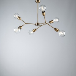 [S-BL254-PL6-BRZ] Lampadario in ferro Bronzato Spazzolato sei luci 71x h64 cm