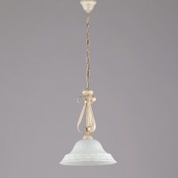 [S-BL173-1-AV] Lampadario per cameretta ferro Avorio Oro vetro Bianco 30x h40 cm