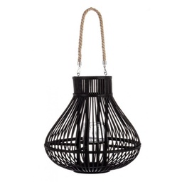 [S-B0140947] Lanterna Belem nero con manico in bamboo