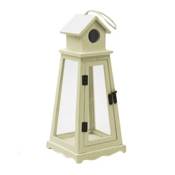 [S-V50307900BI] Lanterna Bianca in Legno - 15x15x35 cm