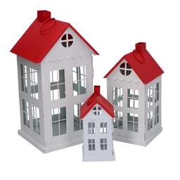 [S-V3726150000] Lanterna Metallo 1-3 Tetto Rosso Quadro 17x17x34 cm