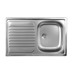 [S-FZ57145] Lavello cucina vasca acciaio inox da incasso gocciolatoio sx 50x79 cm