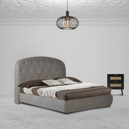 [S-FZ99910] Letto Matrimoniale Contenitore con Testiera Arrotondata Grigio Chiaro Button1