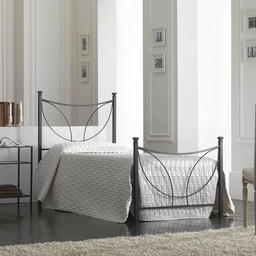 [S-TULIPEDI0851D1] Letto in ferro singolo con pediera TULIPANO Nero 92x208x h117 cm