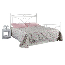 [S-ALICEPED1201D3] Letto in ferro una piazza e mezza con pediera Bianco ALICE 126x208x h128 cm