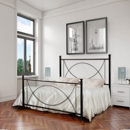 [S-LAGUGIRO1201D1] Letto in ferro una piazza e mezza con pediera Nero LAGUNA 126x208x h117 cm