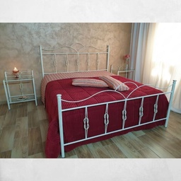 [S-FZ94565] Letto matrimoniale Primula ferro battuto bianco oro