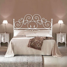 [S-F232WP] Letto  matrimoniale con  testiera in ferro  bianco con contenitore 170x202xh.135 cm