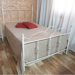 [S-FZ94568] Letto una piazza e mezza in ferro battuto con pediera Bianco Oro PRIMULA 130x202x h127cm