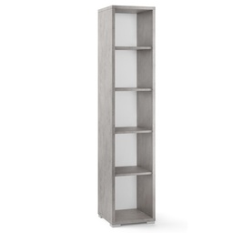 [S-ODB361CEK] Libreria moderna stretta in legno Beton Cemento con quattro ripiani 39x41x h182 cm