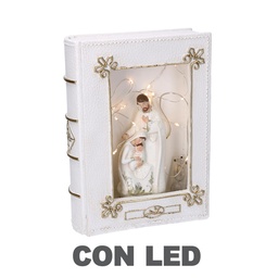 [S-V6149860000] Libro in resina con natività a led bianco 16x5,5x22,2 cm