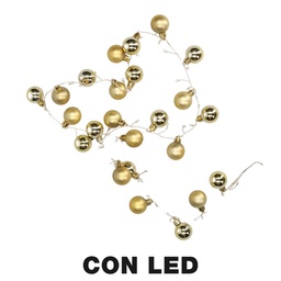 [S-V6131630000] Luce filo sfera oro con 48 led bianco caldo, alimentazione fissa, dimensioni 4x120 cm