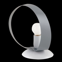 [S-BL145-LT-BG] Lumetto comodino in ferro Bianco Grigio una luce 19x h21 cm