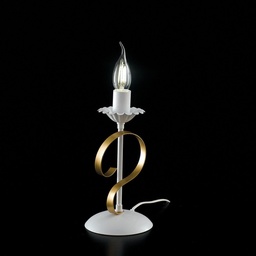 [S-BL139-LT-BO] Lumetto in ferro Bianco shabby Oro una luce 13x h25 cm