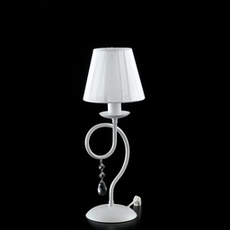 [S-BL148-LT-BCO-PAR] Lumetto in ferro Bianco una luce decorazione shabby paralume Bianco 14x h32 cm