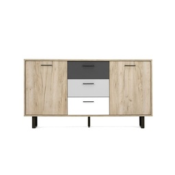 [S-FZ88016] Madia 2 ante 3 cassetti colorati  rovere grigio 160x35xh.86 cm