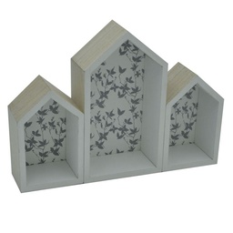 [S-V3201040000] Mensola in legno a forma di casetta, 3 piani, 33x7x24,5 cm