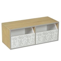 [S-V5913140000] Mensola in legno grigio con 2 cassetti - 34x14x13 cm