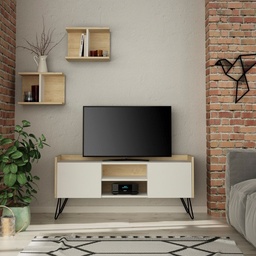 [S-FZ99504] Mobile TV Klappe rovere con ante bianche e mensole 56,50 cm x 125,50 cm x 33 cm