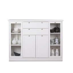 [S-FZ86372] Mobile credenza con vetrina 4 ante 2 casssetti bianco 160x40xh.120cm