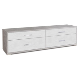 [S-ODB805CEOSK] Mobiletto basso porta TV in legno con quattro cassetti Cemento Bianco 179x47x h50 cm